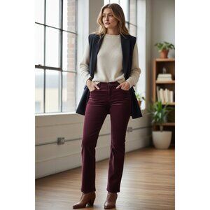 KUT From The Kloth Karen Baby Bootcut Corduroy Pants Burgundy 18P Stretch